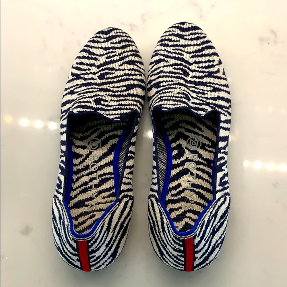 RETIRED Rothys Navy Zebra print Loafers